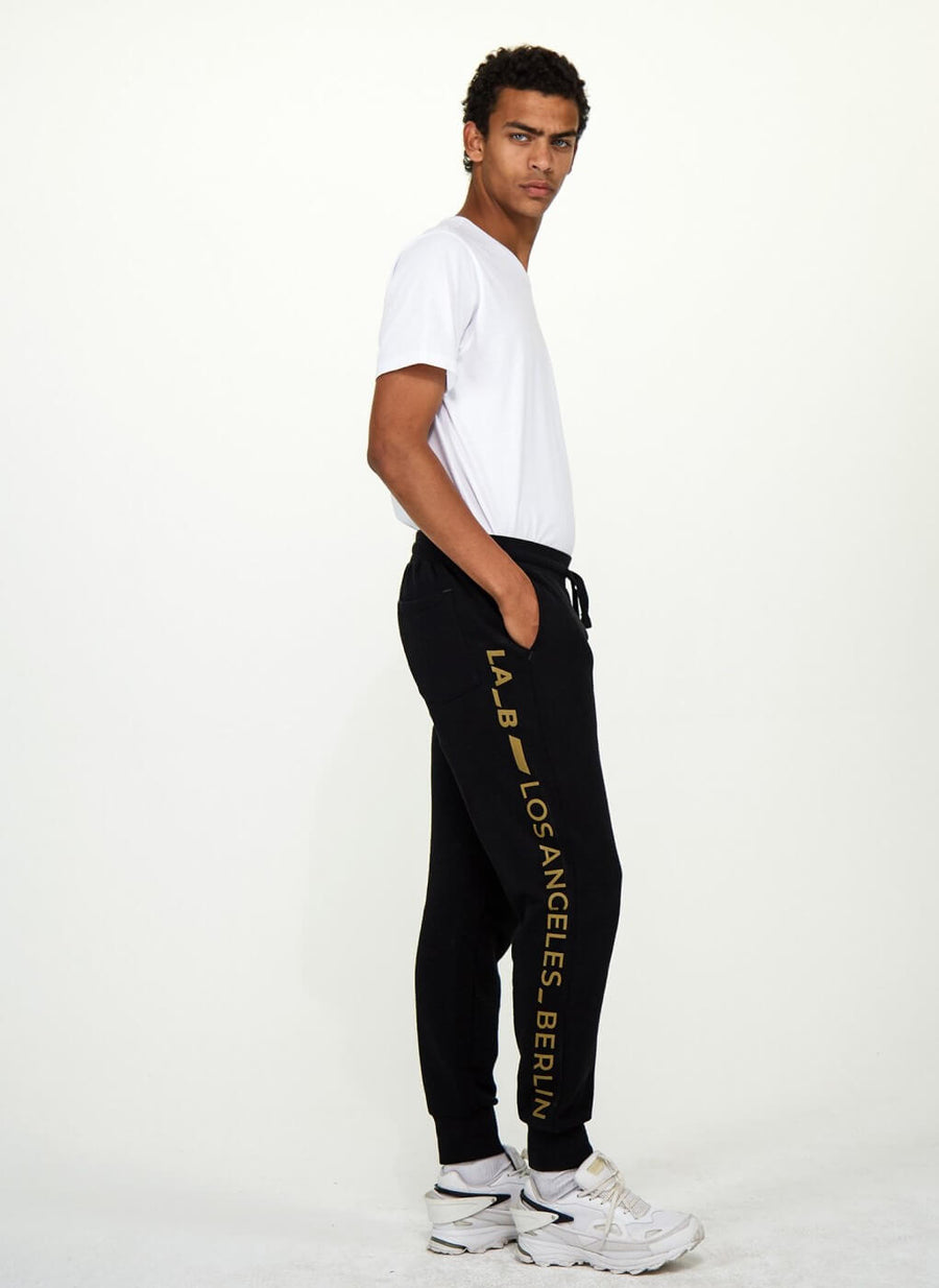 LA-B Logo Stripe Sweatpants Gold Reflective men