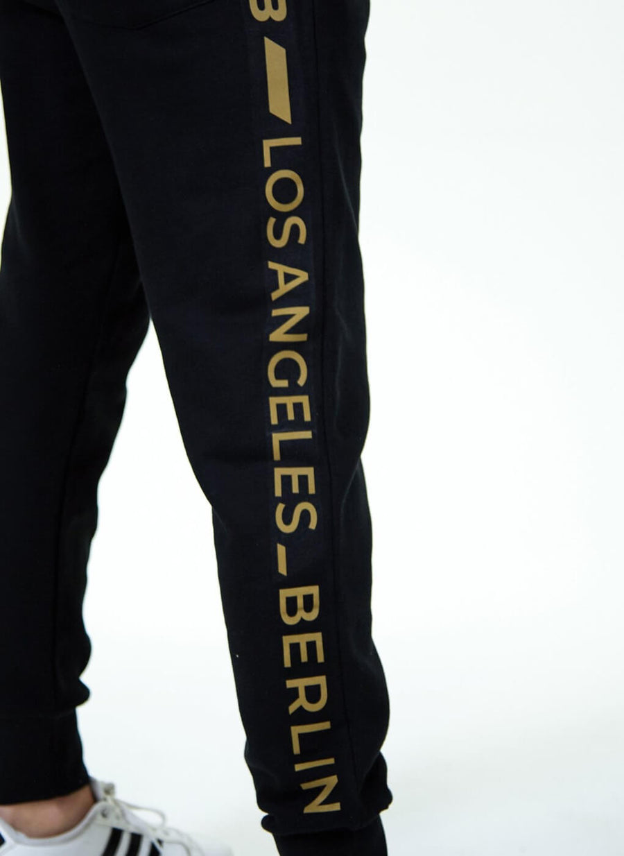 LA-B Gold Logo Stripe Sweatpants women