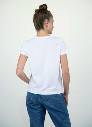 City T-Shirt White Neon Pink